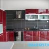 Tủ bếp gỗ Laminate màu đỏ sang chảnh Tủ bếp gỗ Laminate màu đỏ sang chảnh