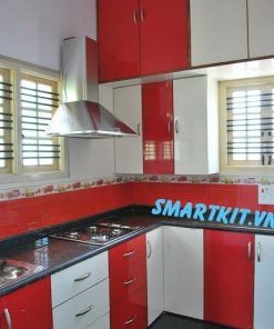 Tủ bếp gỗ Laminate 2 màu kết hợp Tủ bếp gỗ Laminate 2 màu kết hợp